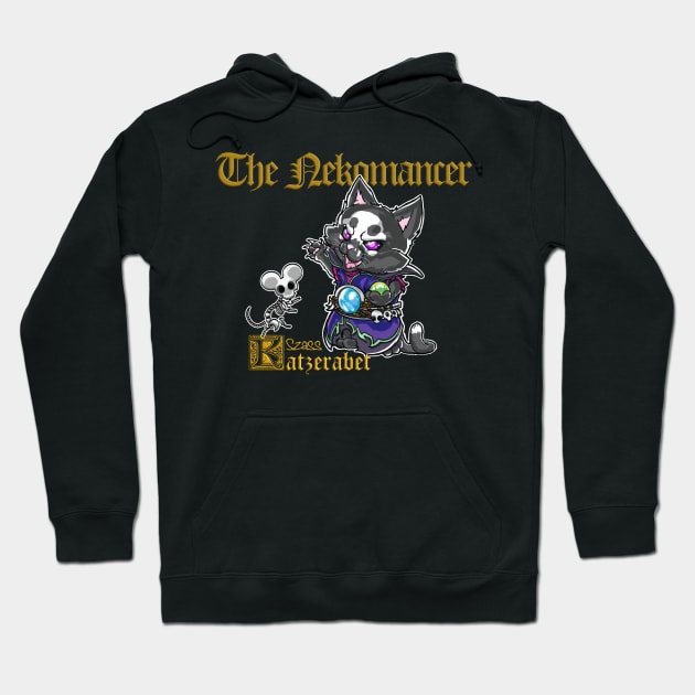 Fantasy Kittens Serie: the Nekomancer - necromancer cat and skeleton mice - Variant Golden Texts Hoodie by DeMonica